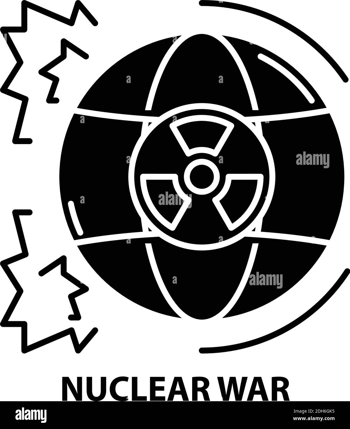 icona della guerra nucleare, segno vettoriale nero con tratti modificabili, illustrazione concettuale Illustrazione Vettoriale