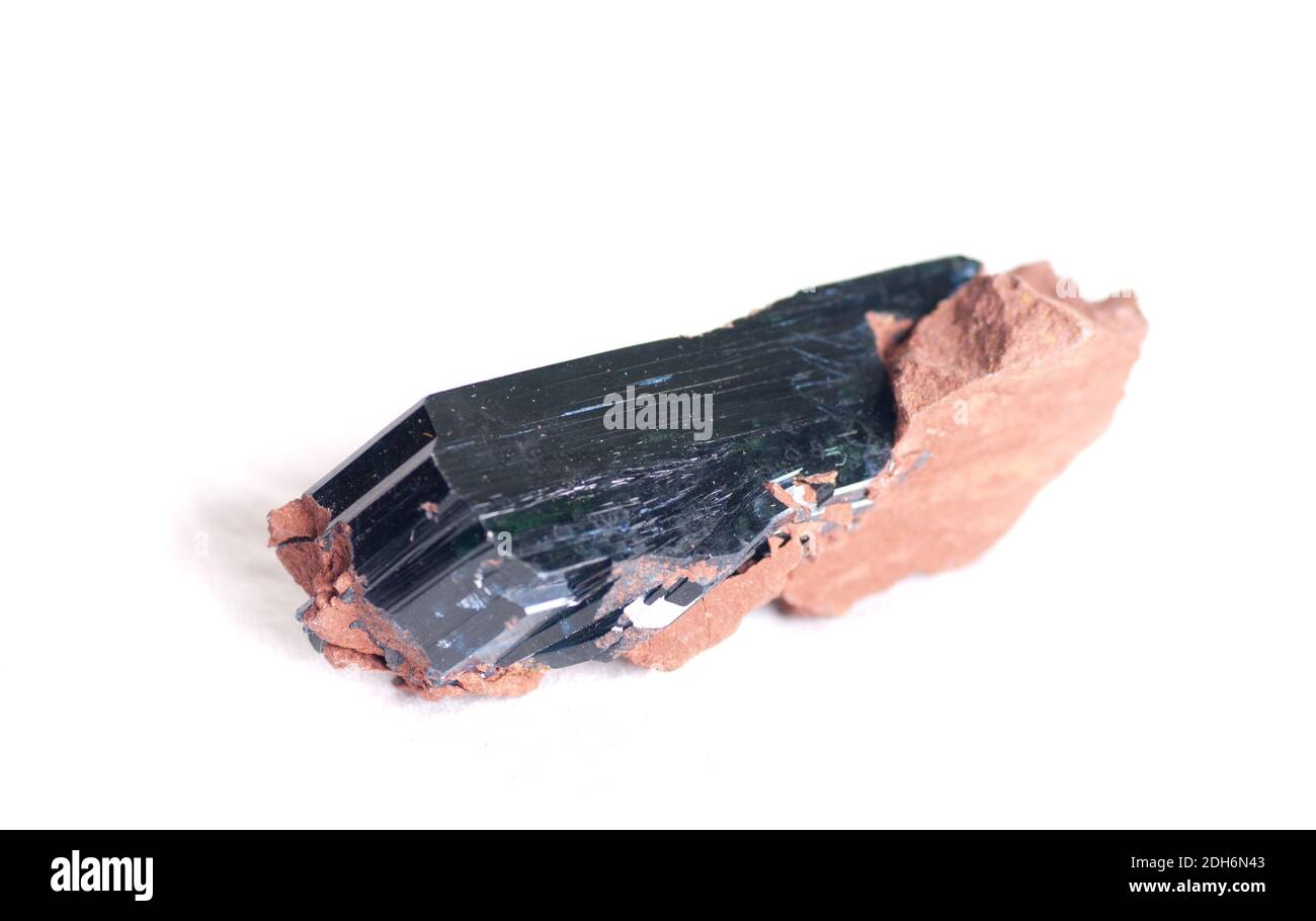 Cristallo vivianite campione minerale molto scuro con striature Foto Stock