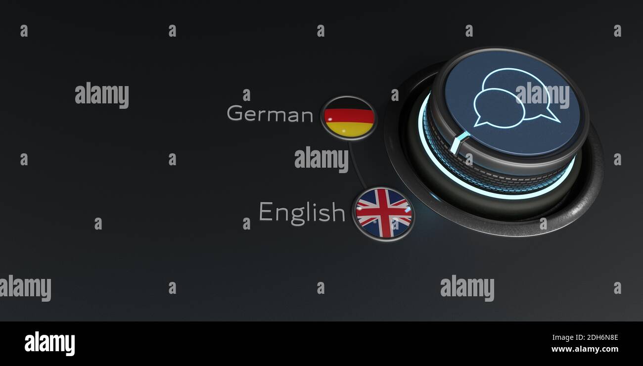 Traduttore manopola rotante Inglese Tedesco Foto Stock