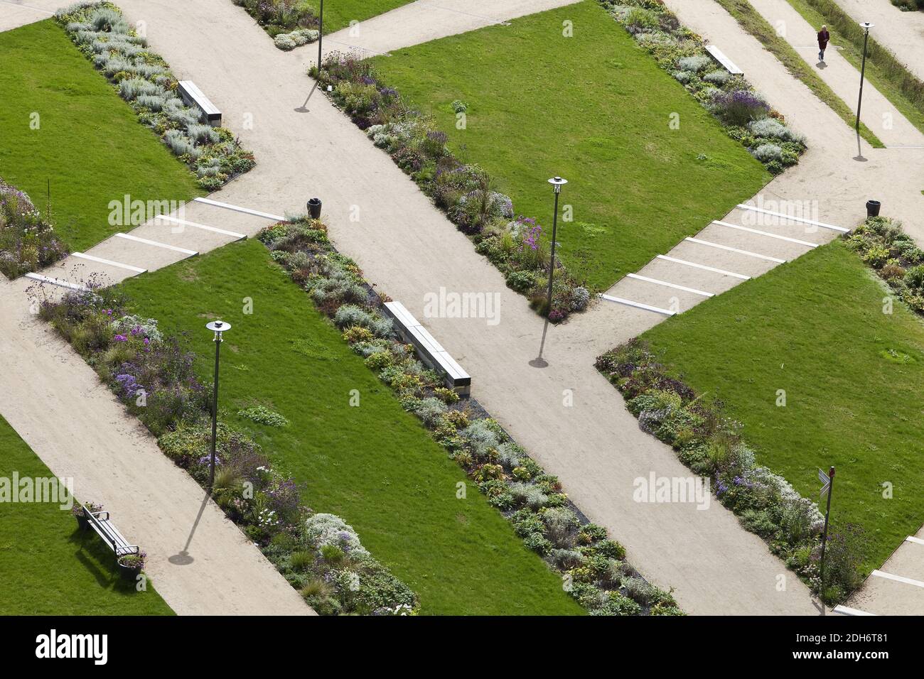Area verde per lo spettacolo orticolo statale dall'alto, Bad Iburg, bassa Sassonia, Germania, Europa Foto Stock