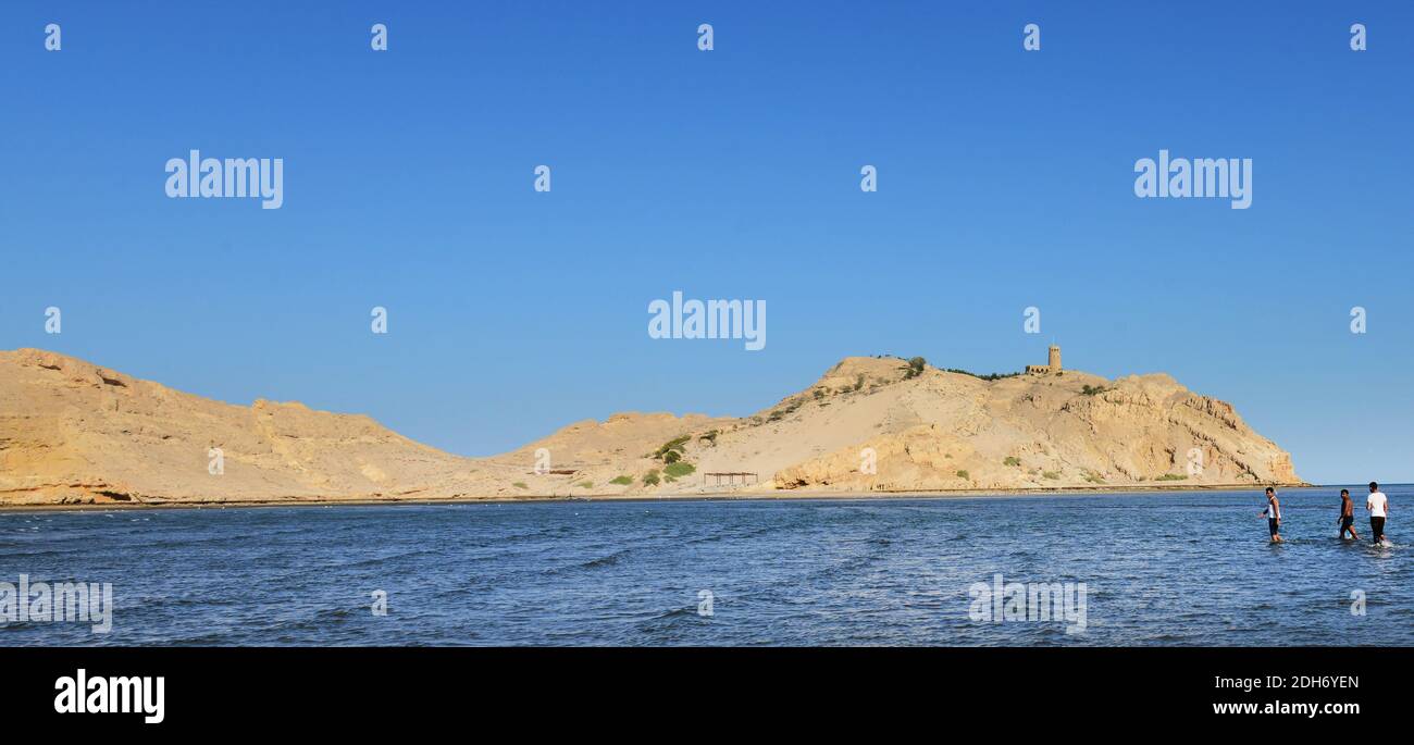 Jazirat Jabal al AWD vicino al Sawadi Beach in Oman. Foto Stock