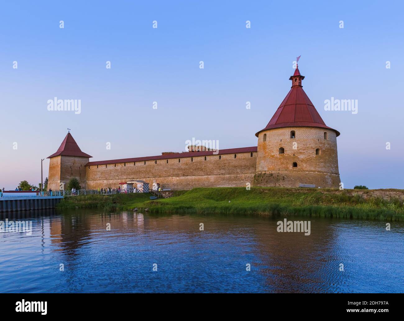 Fortezza Oreshek su una piccola isola sul fiume Neva - Regione di Leningrad Russia Foto Stock