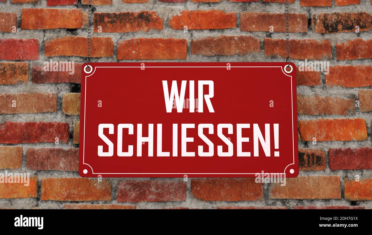 Cartello Wir Schliessen Foto Stock