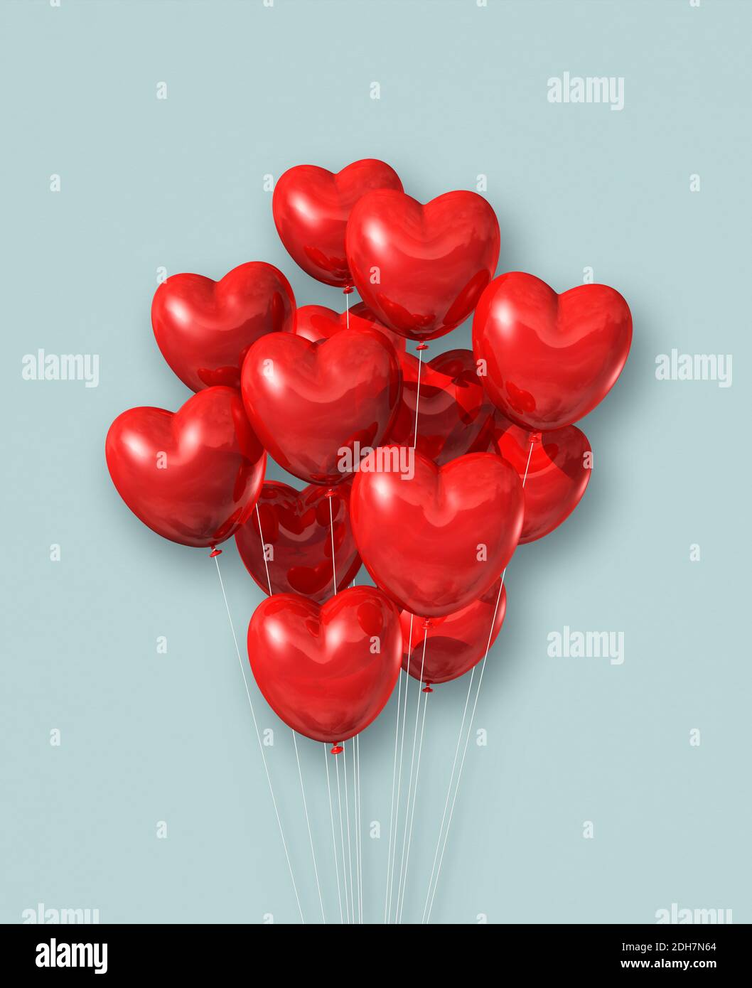 I palloncini d'aria a forma di cuore rosso si raggruppano su un azzurro  chiaro sfondo Foto stock - Alamy