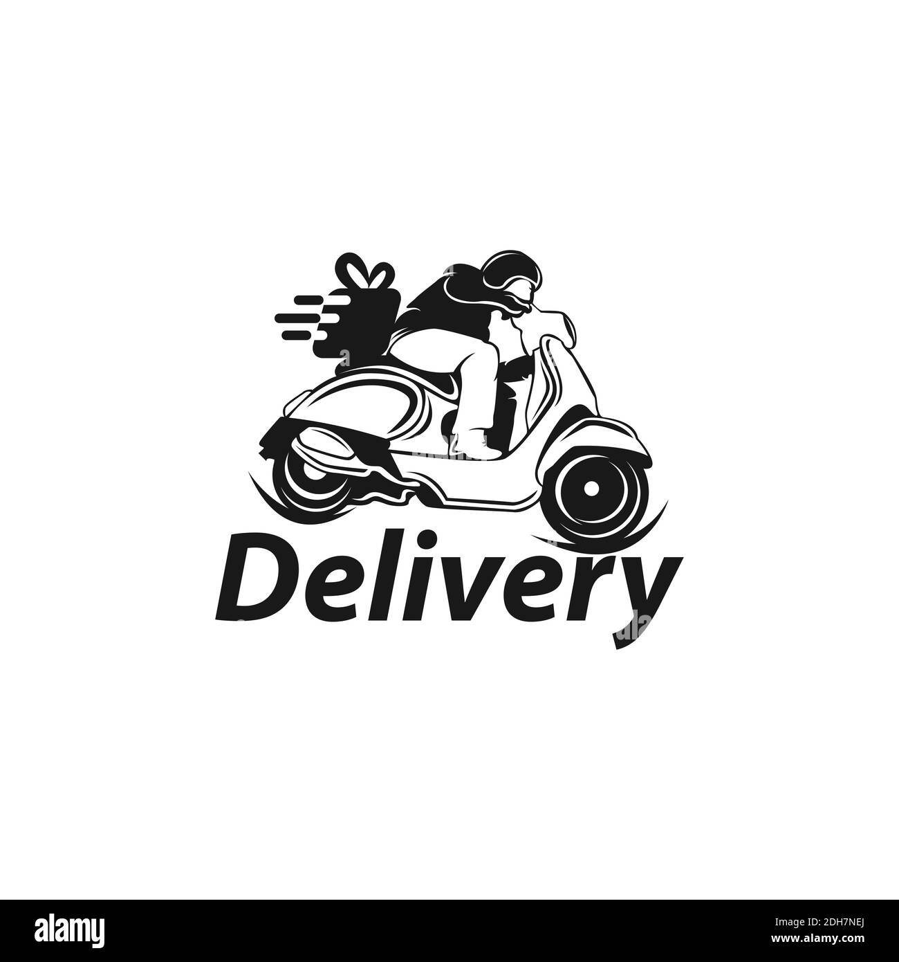 Express Ground Postal Service By Scooter Concept, Courier Service Man Vector Icon Design Illustrazione Vettoriale