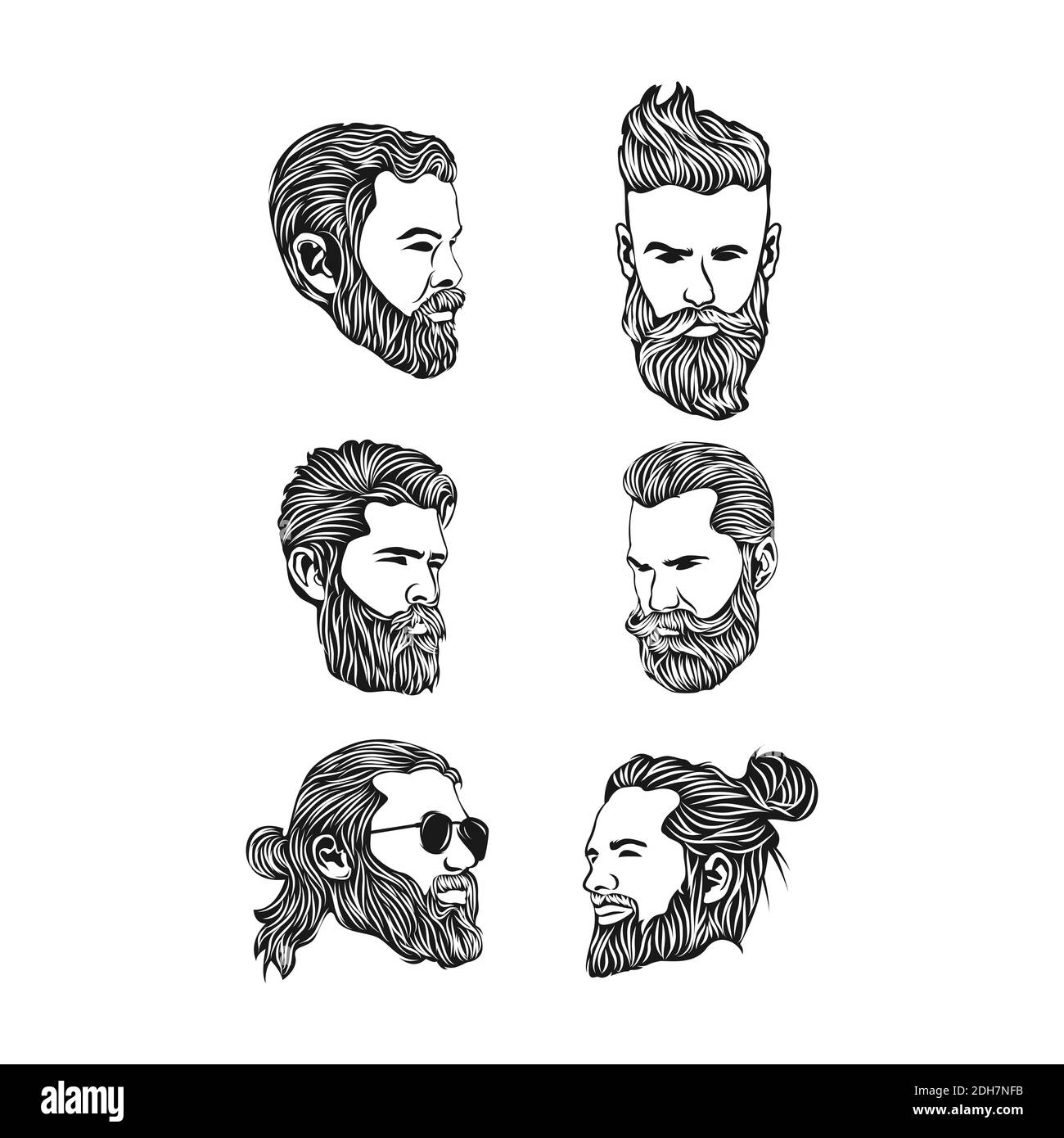 Impostare il logo Mascot illustrazione di una barba man.EPS 10 Illustrazione Vettoriale
