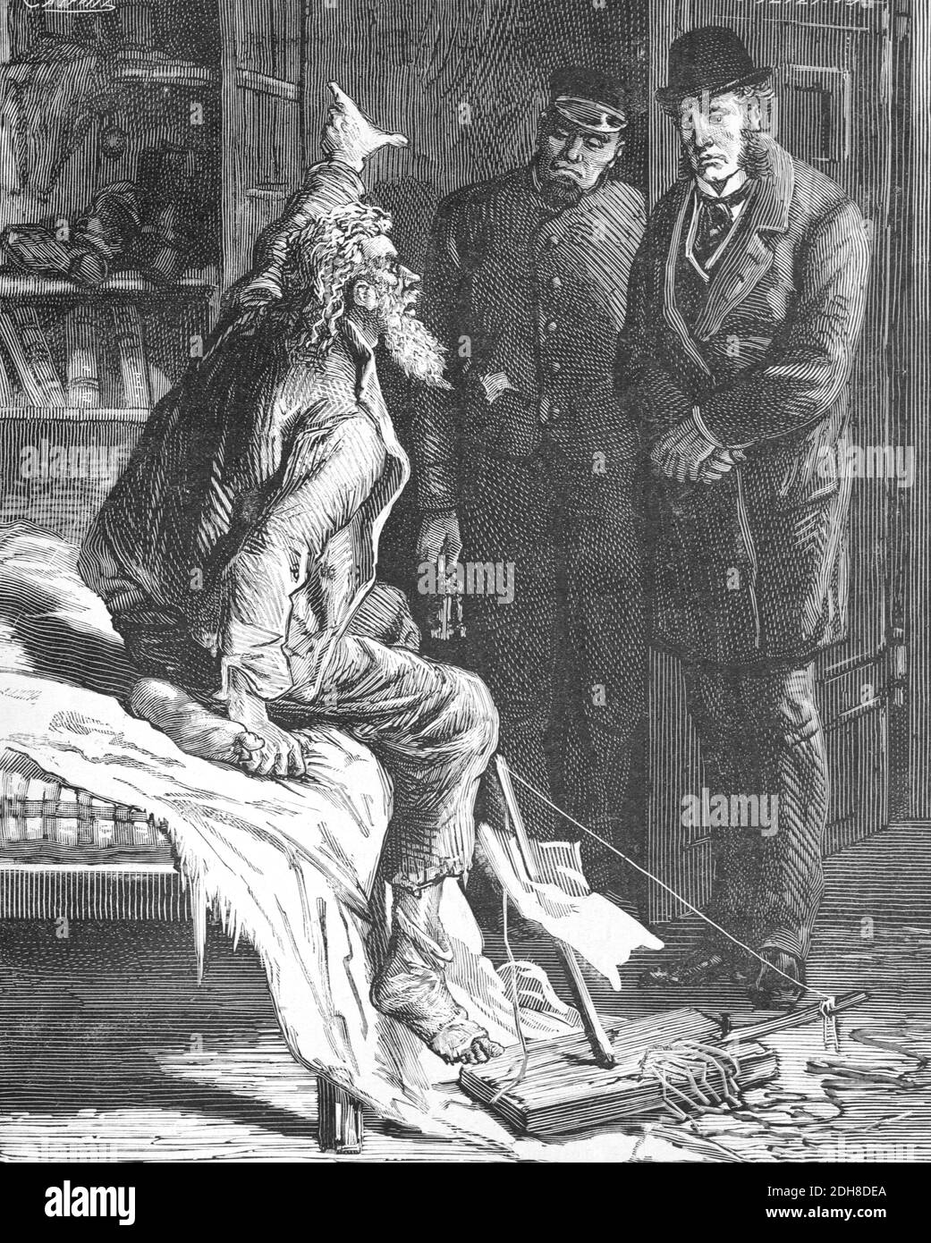 Visitatori del Mental Hospital o Hospice France (1880 Joliet-Castelli) Illustrazione o incisione vintage Foto Stock