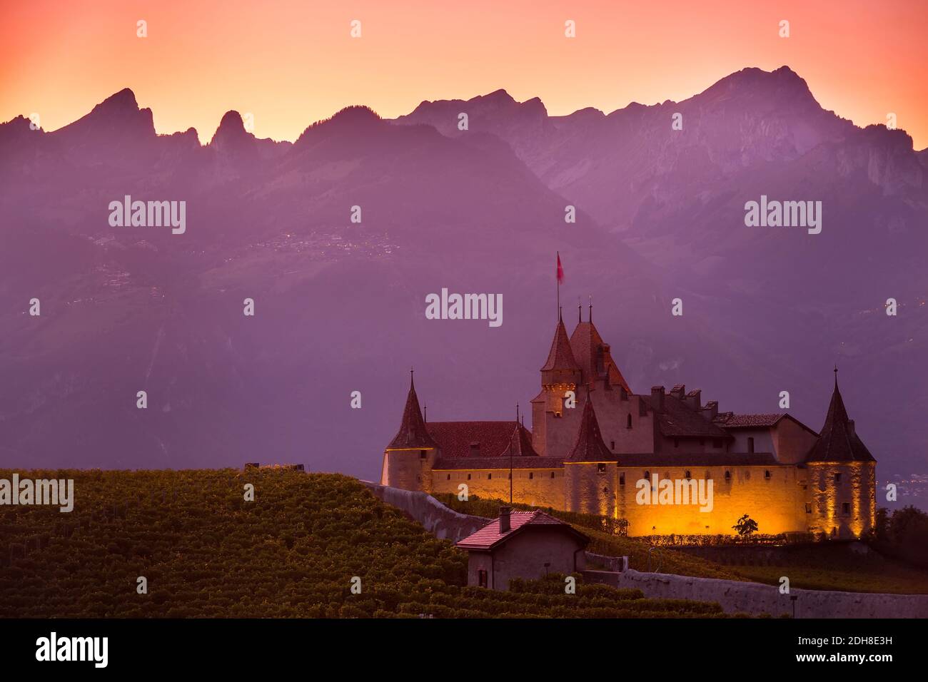 Chateau d'Aigle nel cantone di Vaud, Svizzera Foto Stock