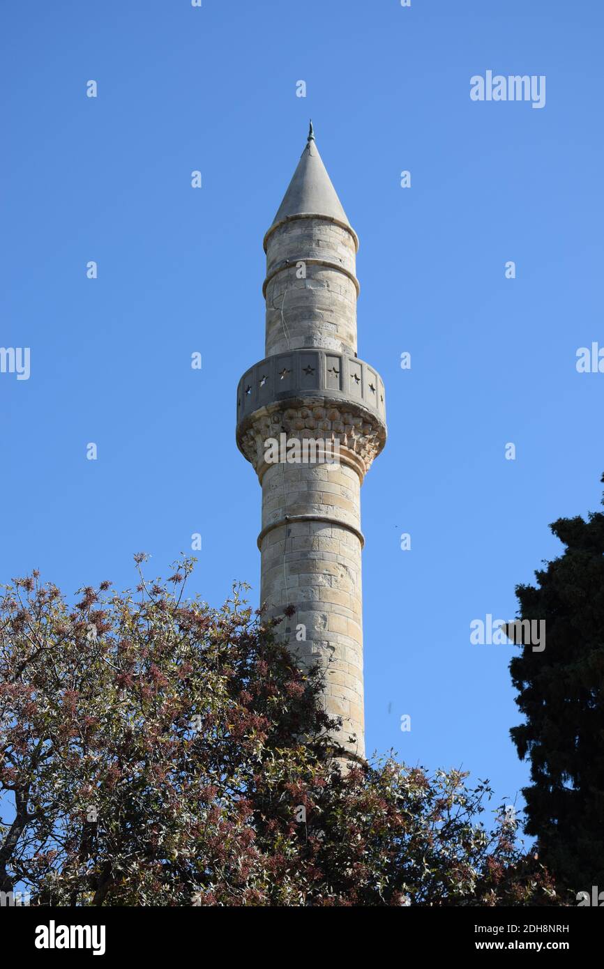 Minareto nella città di Kos Foto Stock