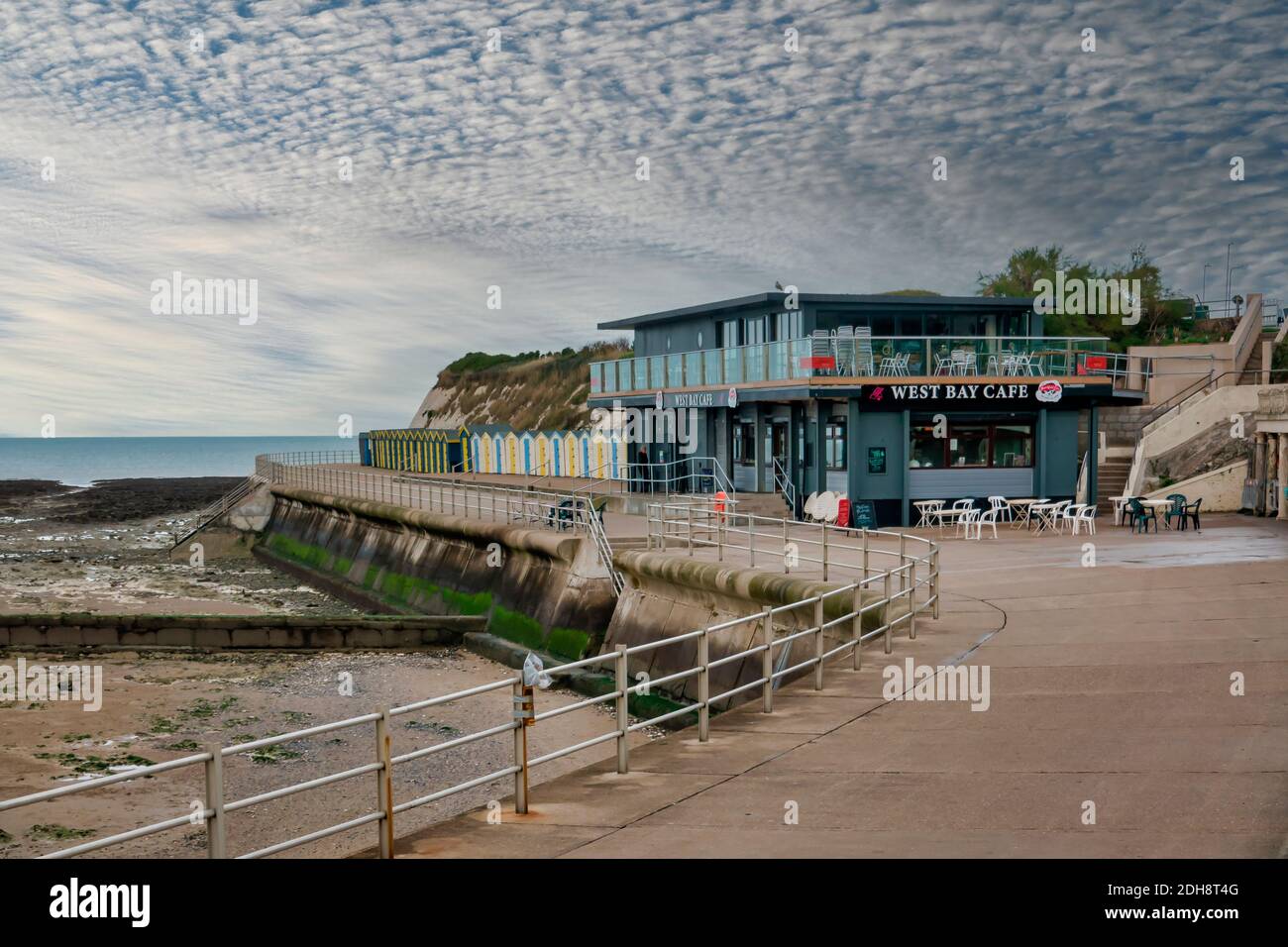 West Bay Cafe,Westgate Bay,Westgate sul mare,Thanet,Kent,Inghilterra fuori stagione,l'Autunno Foto Stock