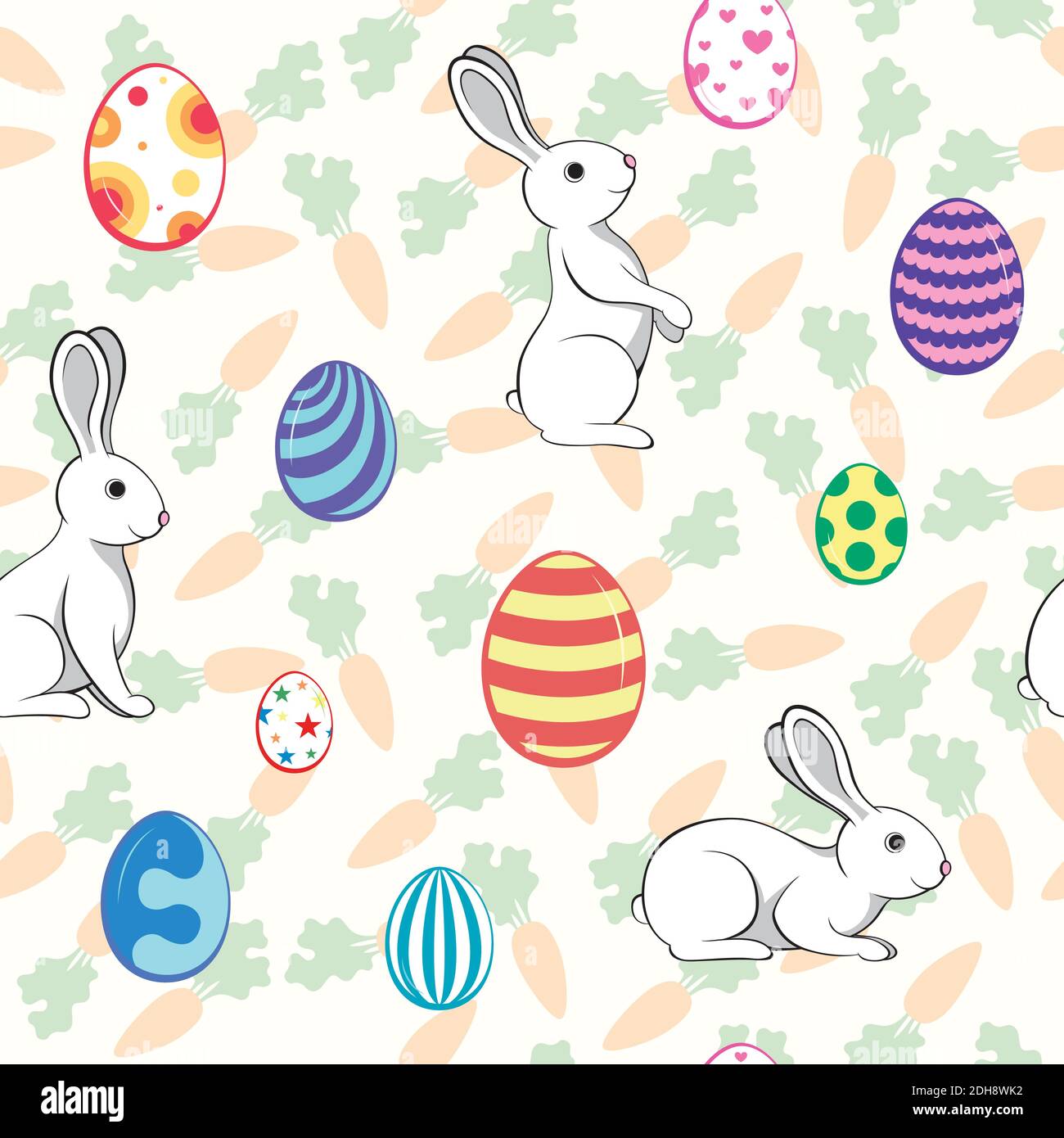 Modello senza cuciture di uova e conigli di Pasqua. Illustrazione Vettoriale