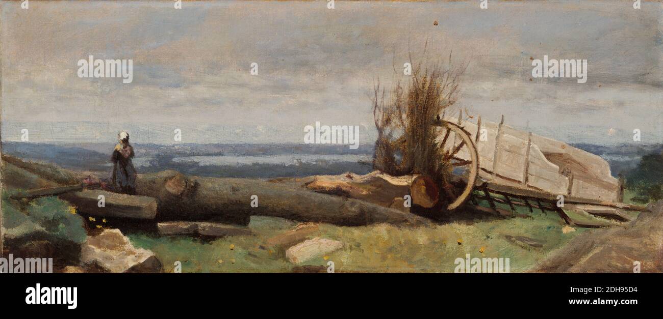 La pianura di la Beauce, paesaggio dipinto di Jean-Baptiste-Camille Corot, 1840-1845 Foto Stock