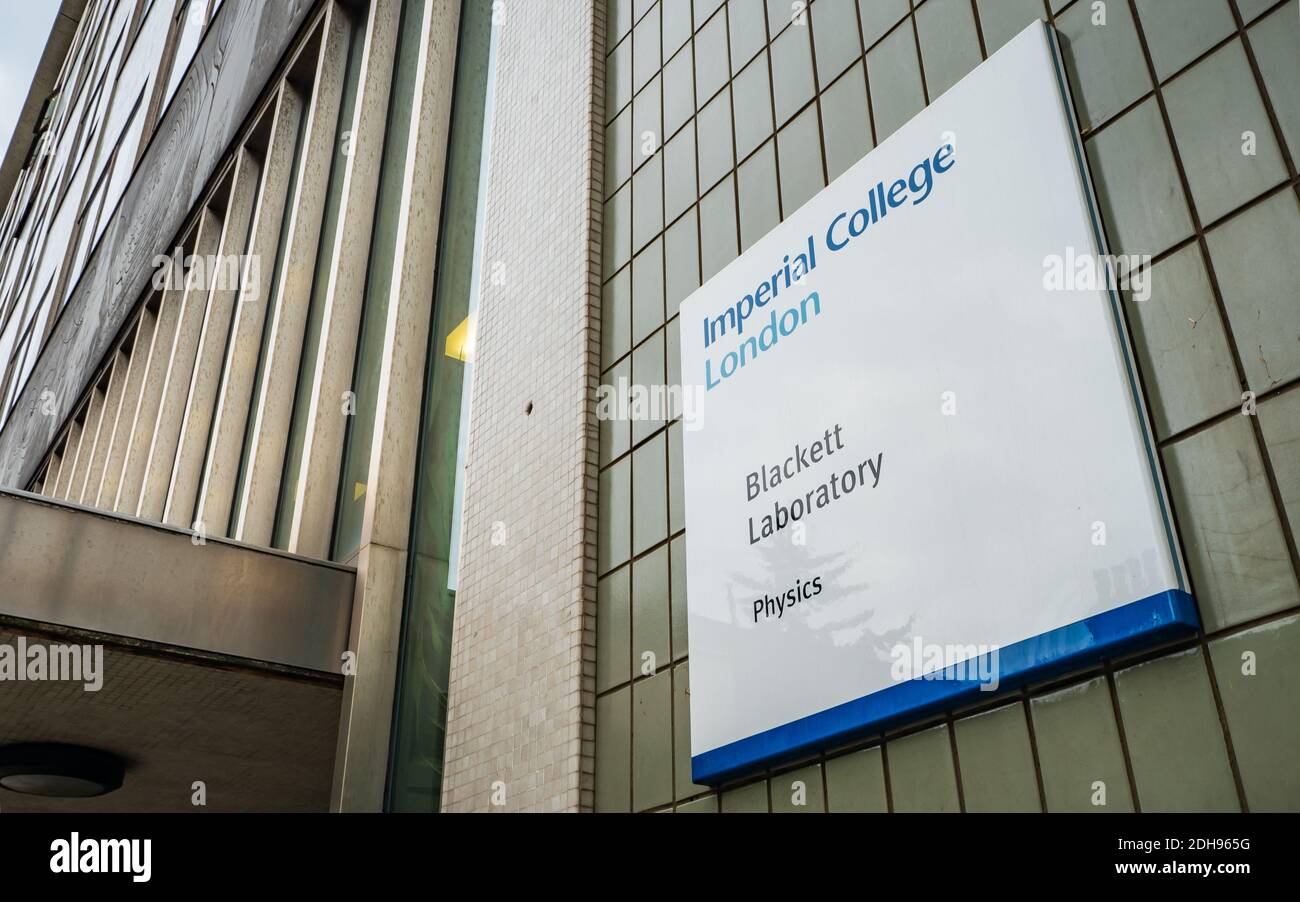 Blackett Laboratory, Imperial College, Londra. Cartello d'ingresso al laboratorio di fisica dell'Imperial College. Foto Stock