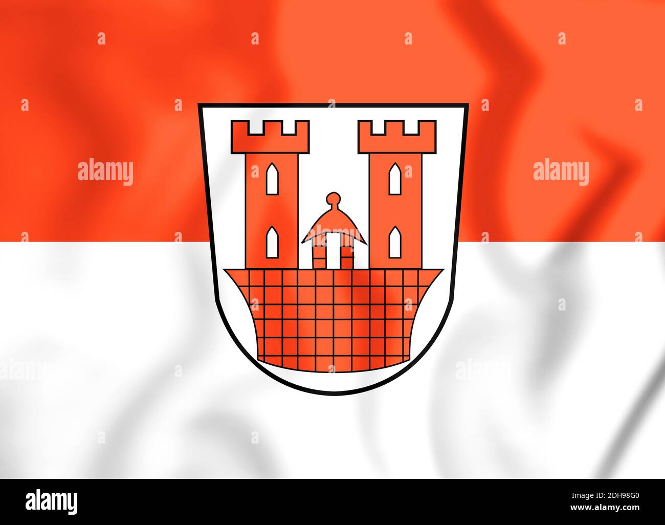 3D Bandiera di Rothenburg ob der Tauber Baviera (Germania). 3D'illustrazione. Foto Stock