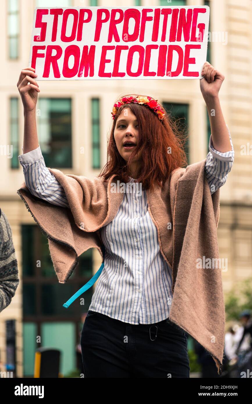 Londra, Regno Unito - 25 aprile 2019: Estinzione della ribellione internazionale di Rebellion a Londra Foto Stock