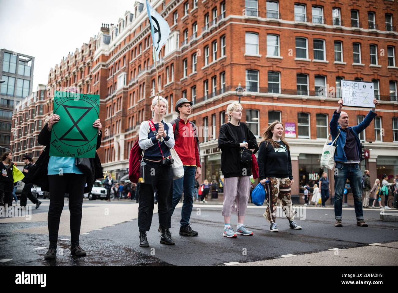 Londra, Regno Unito - 24 aprile 2019: Estinzione della ribellione internazionale di Rebellion a Londra Foto Stock