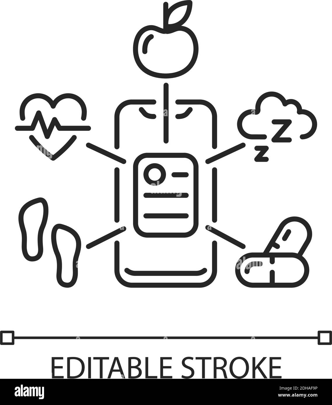 Icona lineare raccolta dati sanitari Illustrazione Vettoriale