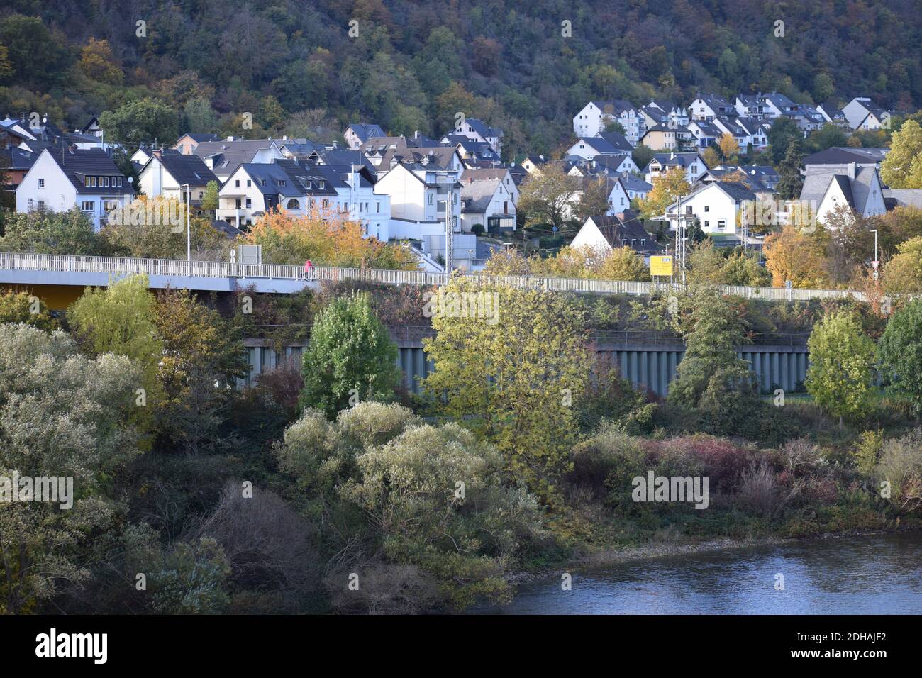 Colori autunnali nella valle del Mosel vicino a Niederfell Foto Stock