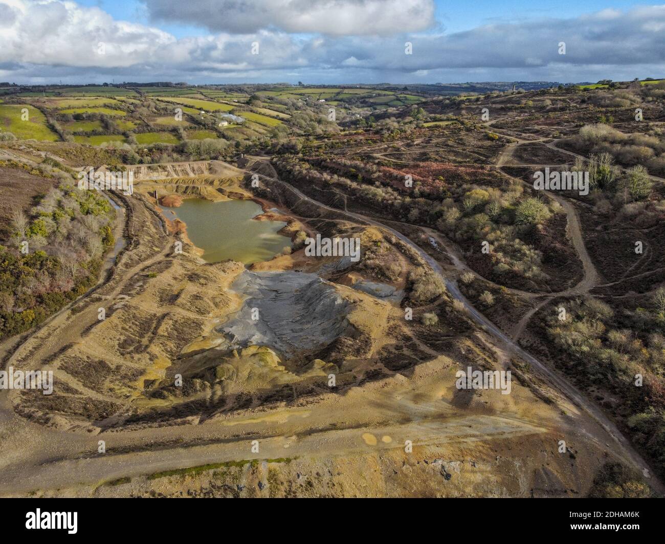 Vecchia area mineraria unita Downs vicino Redruth cornwall uk aereo drone Foto Stock