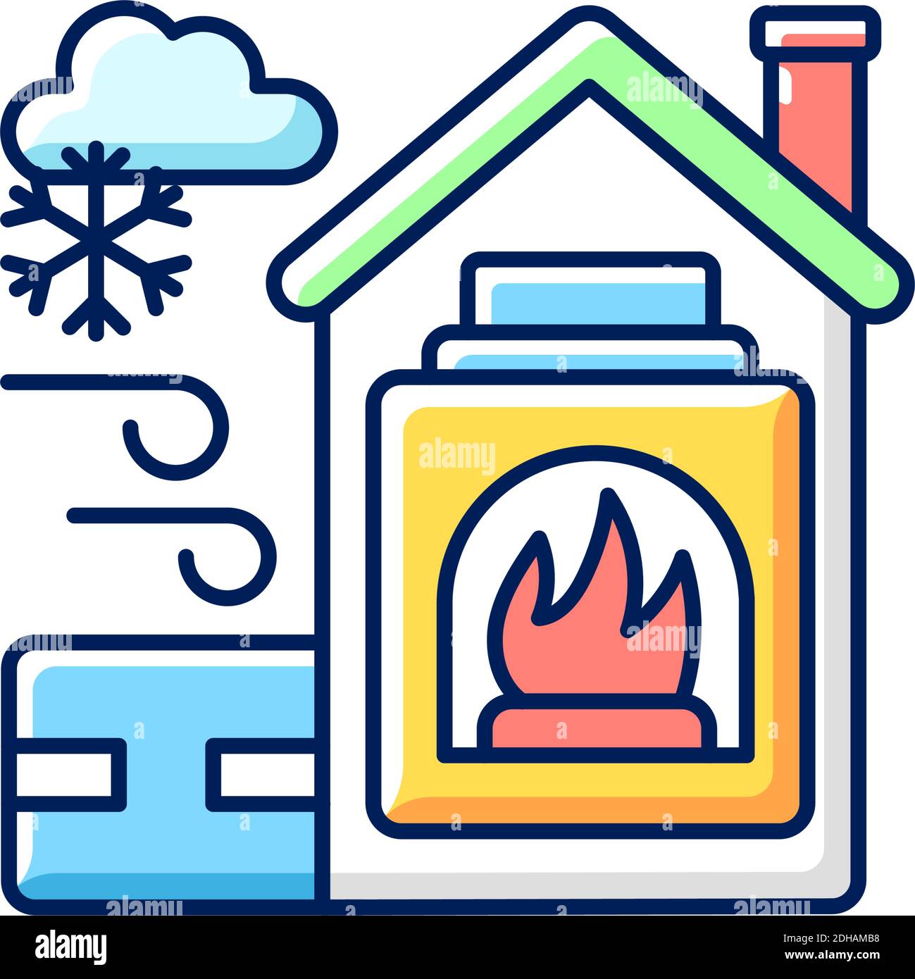 Icona colore RGB del centro di riscaldamento Illustrazione Vettoriale