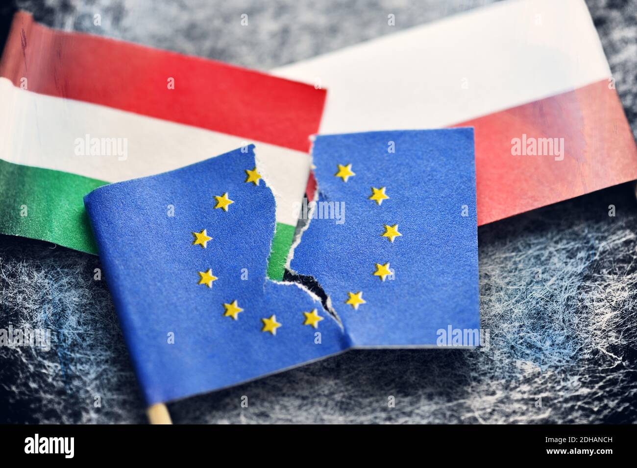 Erbringung und Verkauf von Ungarn, EU-Haushaltsstreit Foto Stock