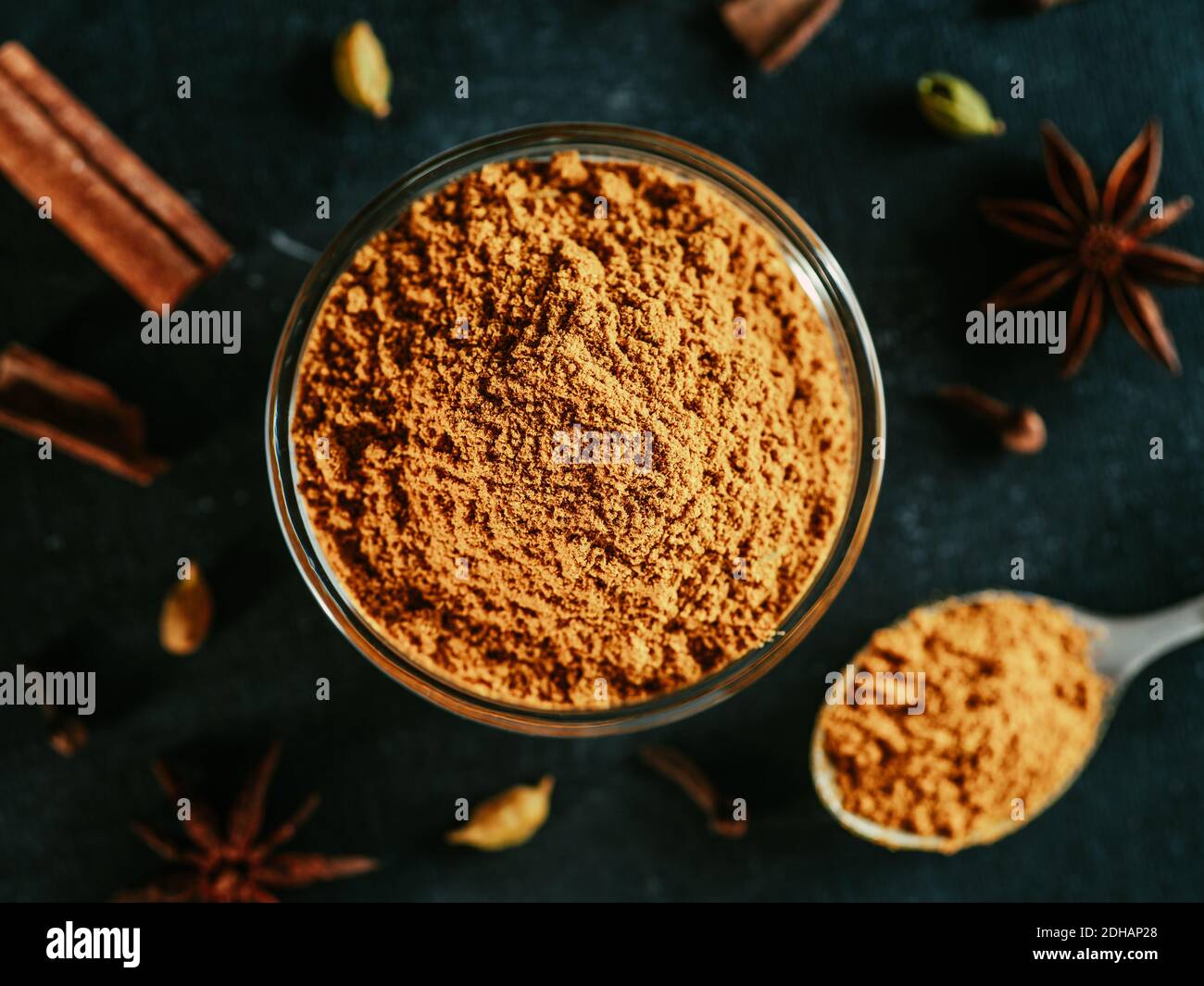 Garam masala e ingredienti Foto Stock