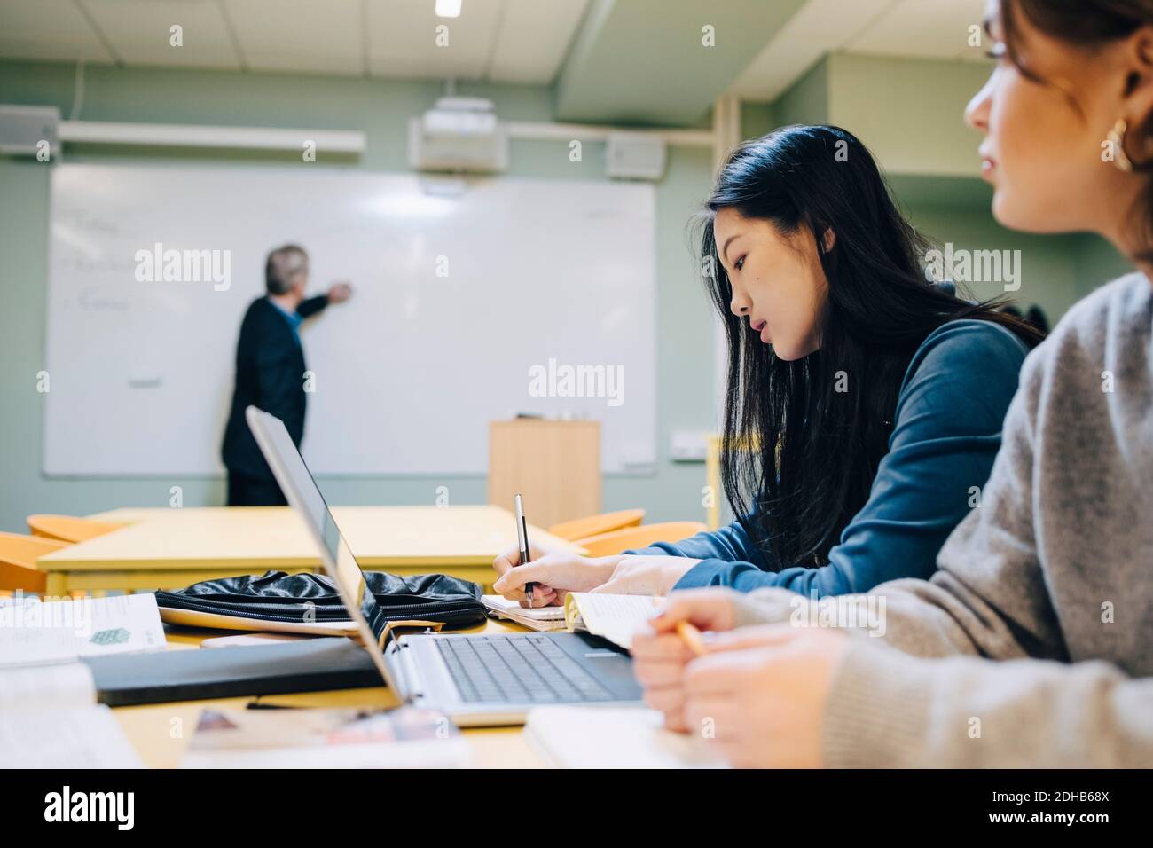 Studentesse durante la lezione in classe Foto Stock