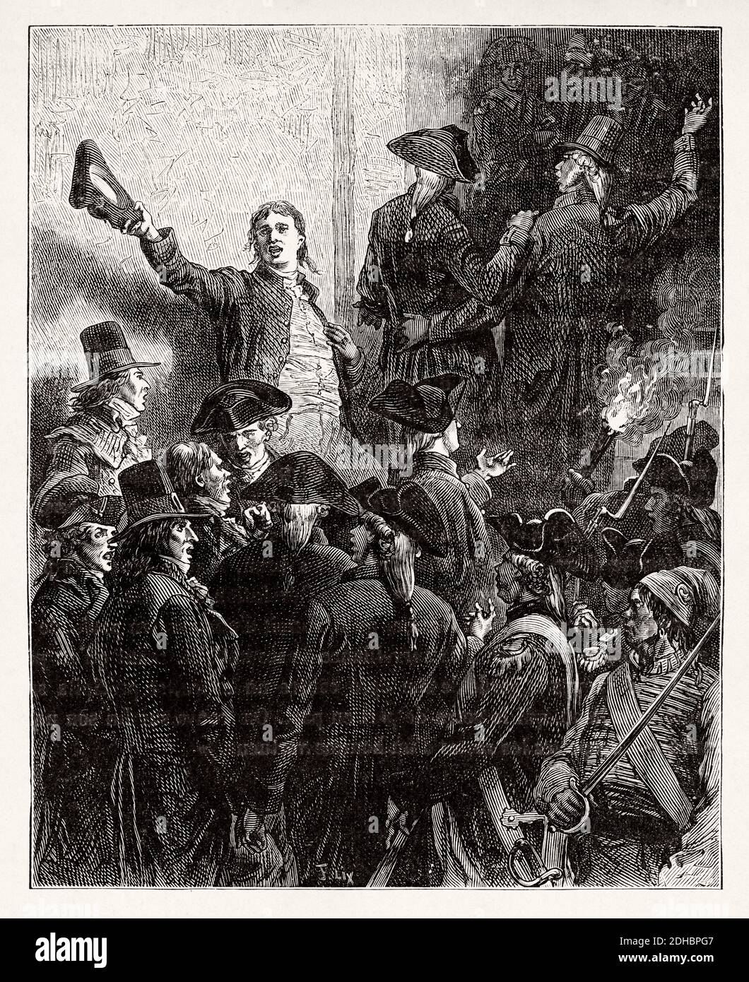 GIRONDINS marcia a morte. Francia. Antica illustrazione dell'incisione del XIX secolo. Les Français Illubres di Gustave Demoulin 1897 Foto Stock