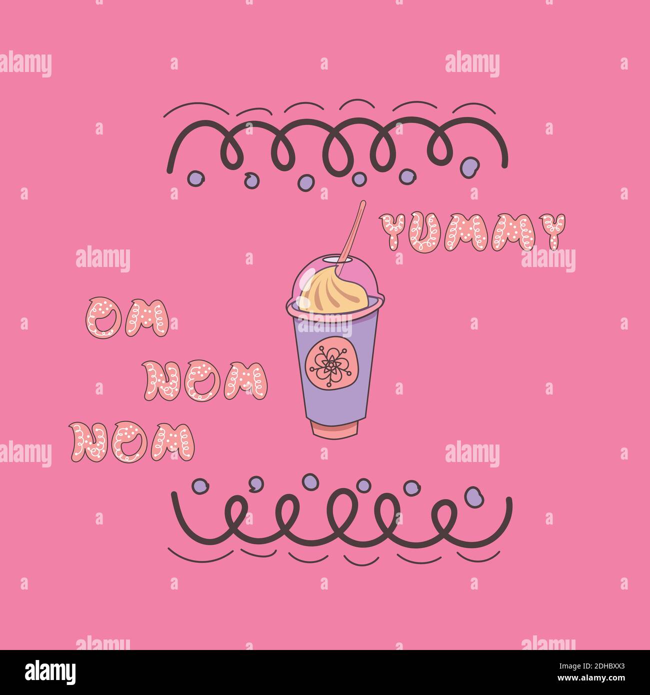 Cartoon Milkshake su sfondo rosa Illustrazione Vettoriale