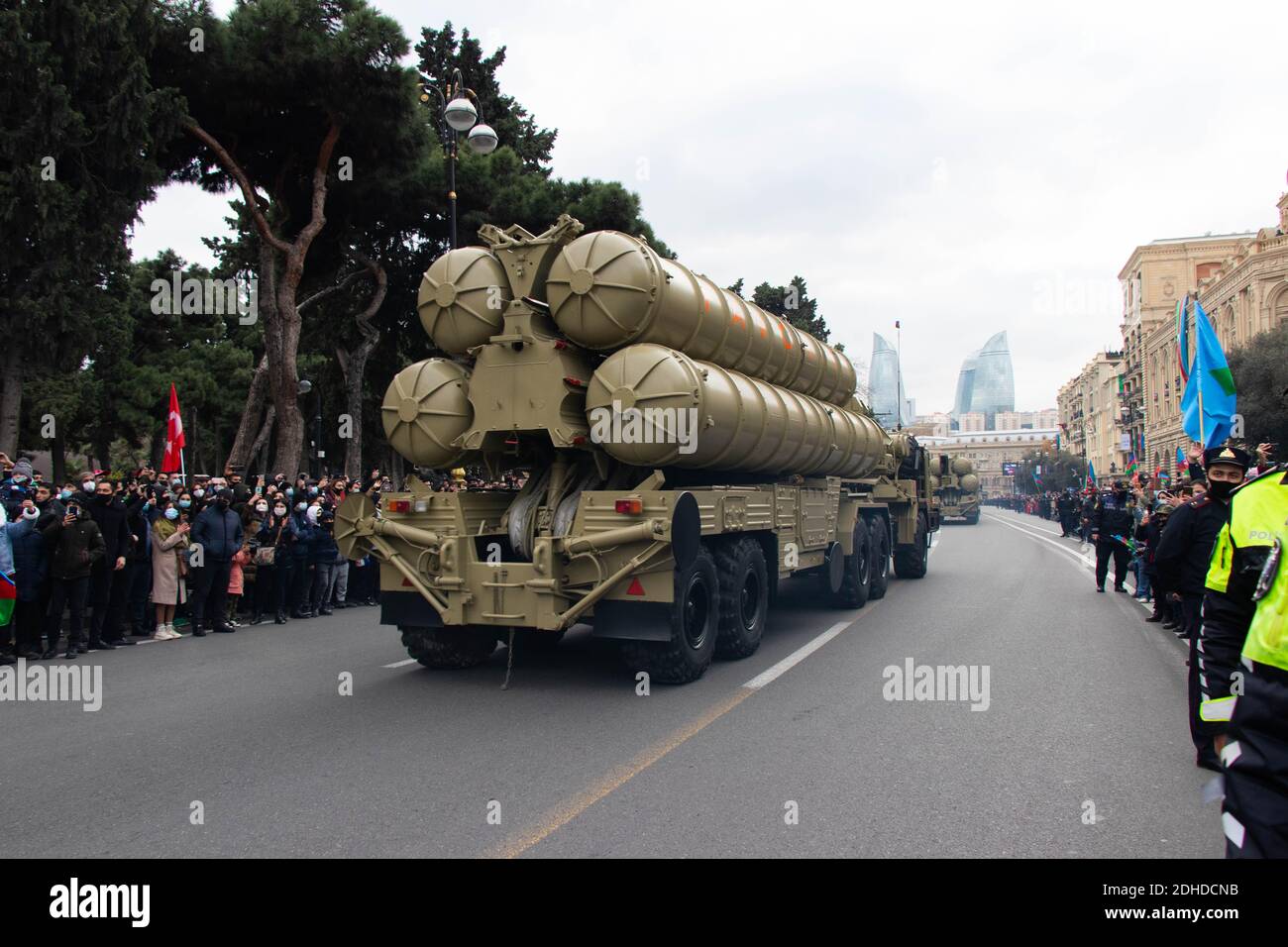I sistemi missilistici russi a lungo raggio superficie-aria S-300 o NATO che riportano il nome SA-10 Grumble. Vittoria a Baku - Azerbaigian: 10 dicembre 2020. Foto Stock