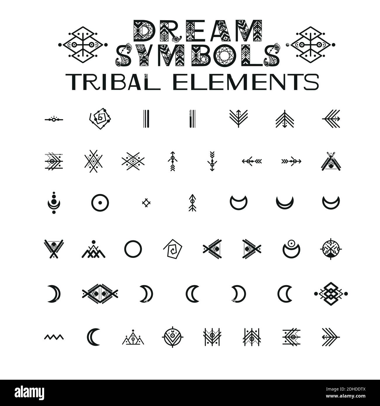 Alfabeto tribale e ornamenti. Lettere e simboli in stile etnico geometrico.  Aztec e nativo americano tessuto stile. Illustrazione vettoriale Immagine e  Vettoriale - Alamy