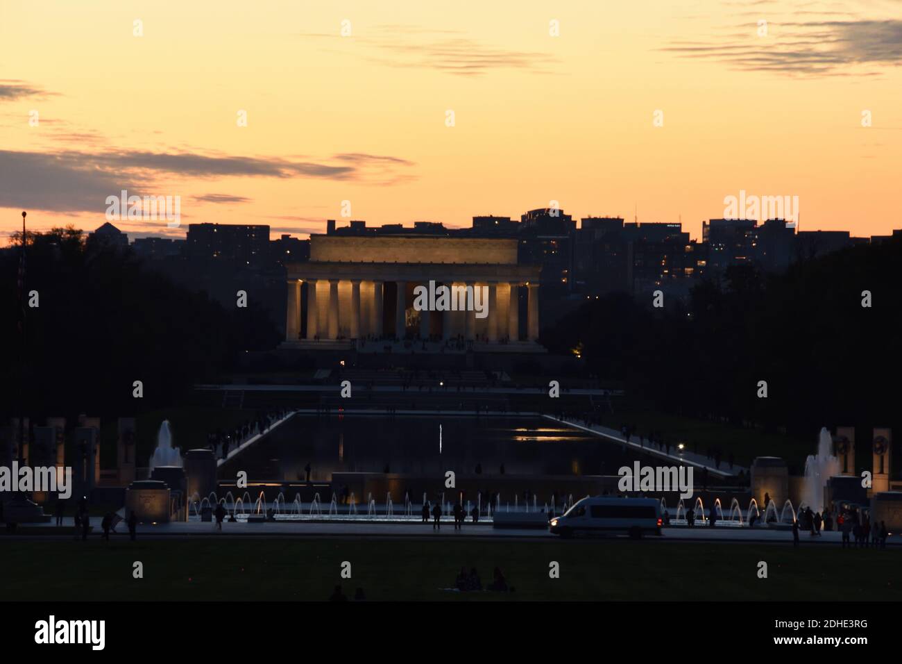 Lincoln Memorial a Washington DC in serata al crepuscolo. Foto Stock