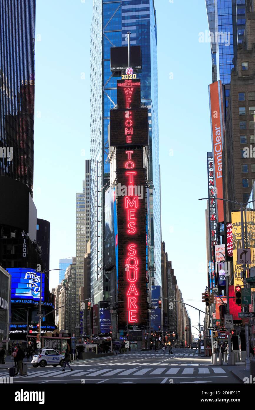 One Times Square, Welcome Billboard, Manhattan, New York City, USA Foto Stock