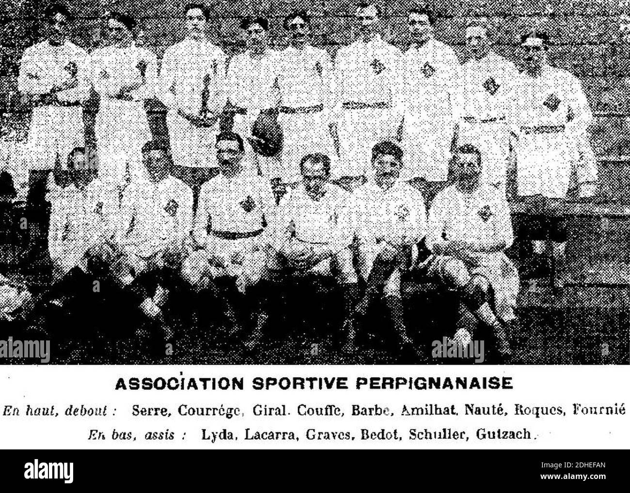 L'AS Perpignanaise de la saison 1913-1914, Championne de France de rugby. Foto Stock