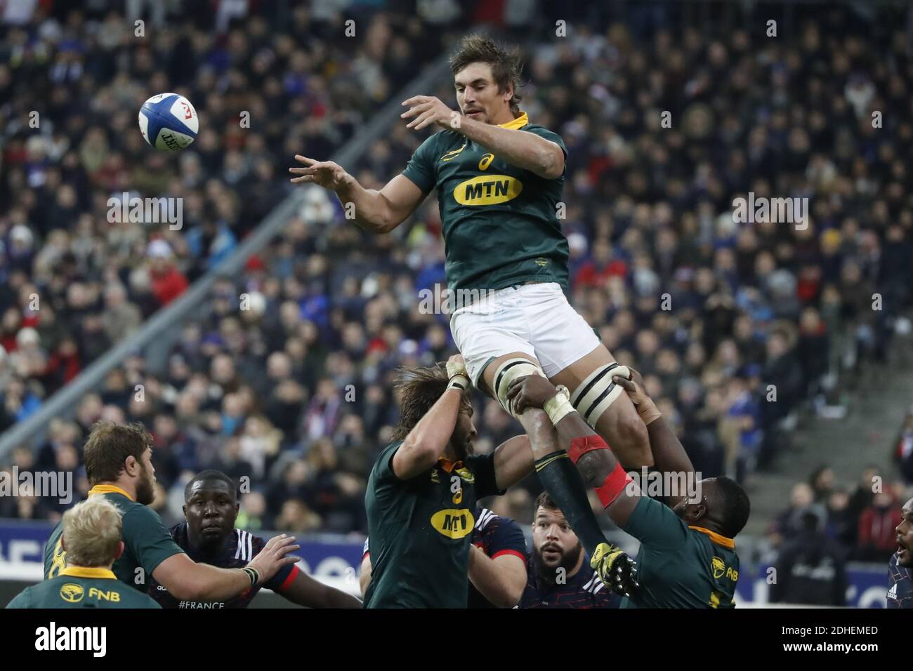 Eben Etzebeth del Sud Africa durante una partita di rugby friendly Test, Francia contro Sud Africa a Stade de France, St-Denis, Francia, il 18 novembre 2017. Il Sudafrica ha vinto il 18-17. Foto di Henri Szwarc/ABACAPRESS.COM Foto Stock