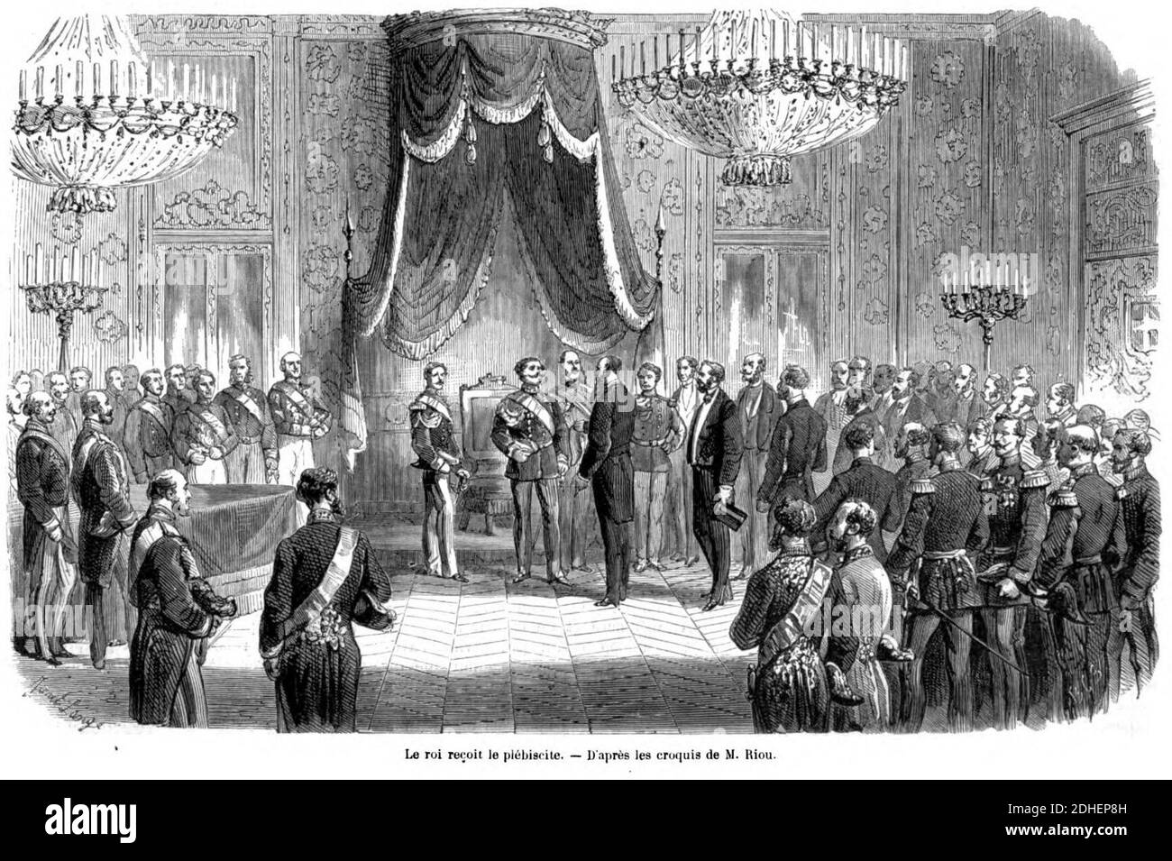 L'Illustrazione 1866 - Vittorio Emanuele II e la deputazione veneta. Foto Stock
