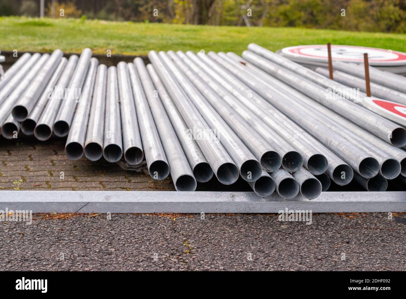 Tubi in acciaio zincato Foto Stock