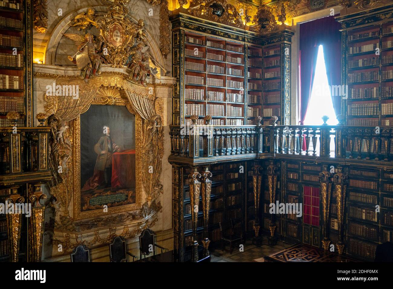 Università di Coimbra del XVIII secolo in stile barocco Biblioteca Biblioteca Joanina a Coimbra, Portogallo Foto Stock