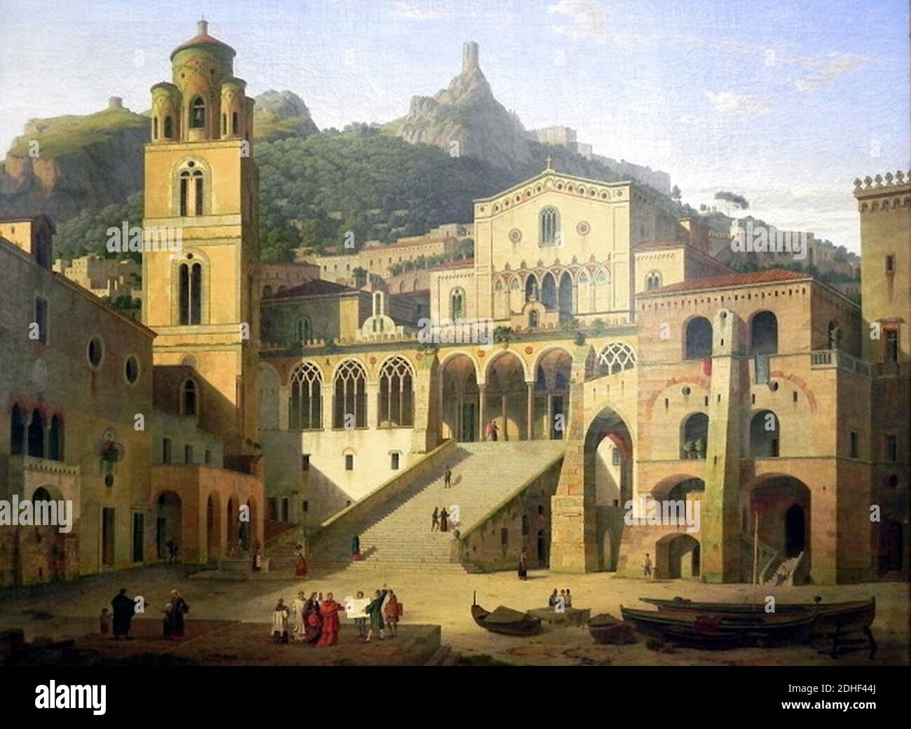 La città medievale di Amalfi nel XVII secolo. Foto Stock