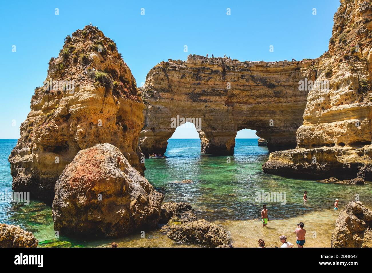 Bella spiaggia Praia da marina nel sud del Portogallo, Algarve Portogallo Foto Stock