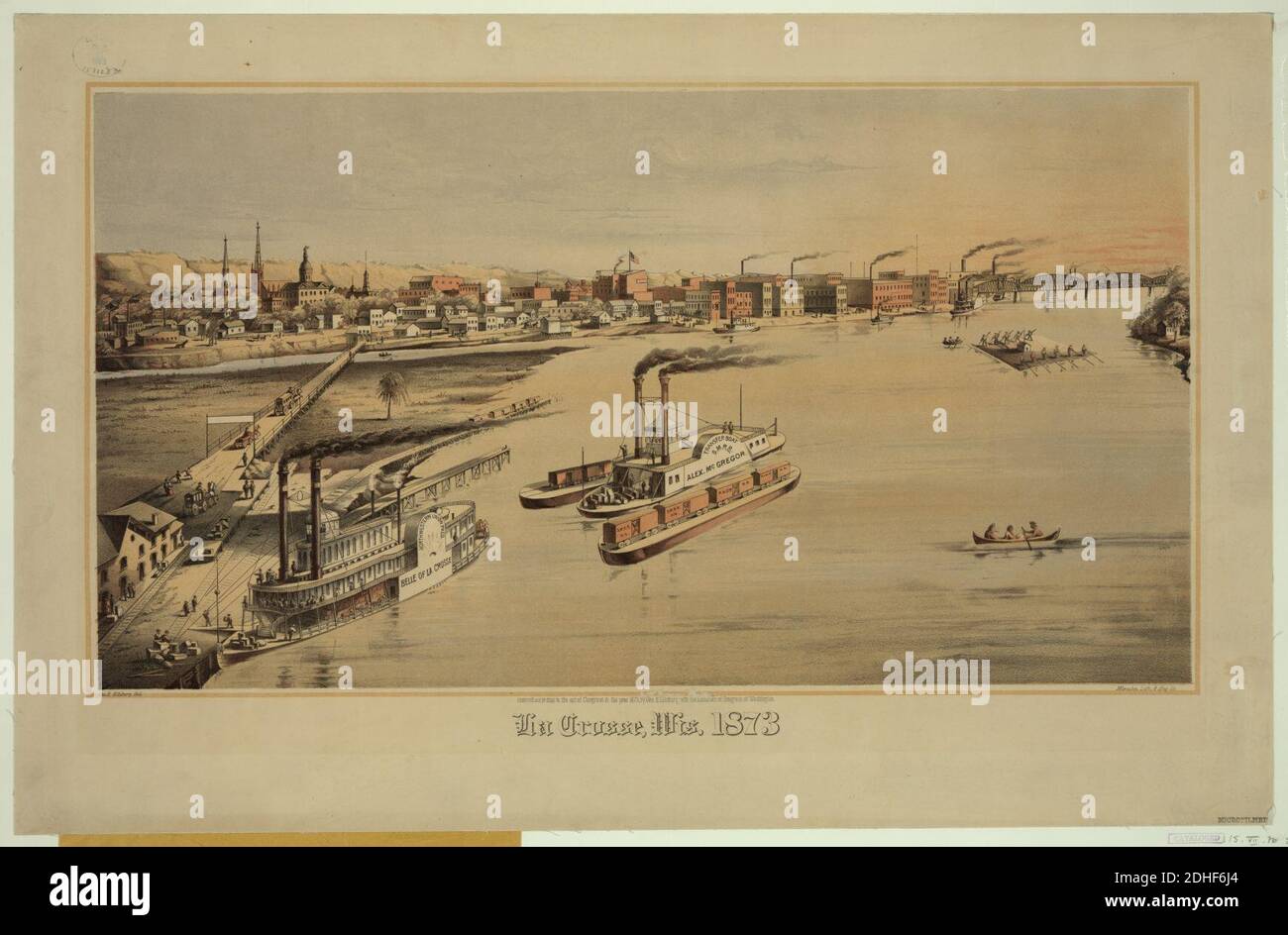 La Crosse, Wisc. 1873 - Geo H. Ellsbury, del. ; Milwaukee Lith. E Ing. Co Foto Stock
