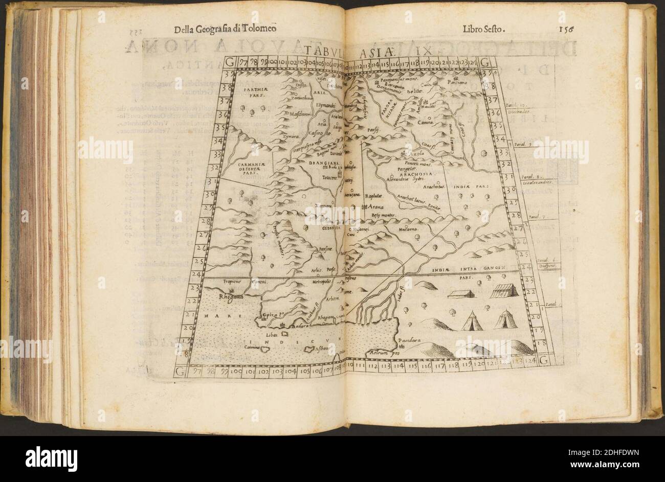 La Geografia di Claudio Tolomeo Alessandrino, Tradotta di Greco nell'Idioma volare Italiano da Girolamo Russcelli (1598) 25. Foto Stock