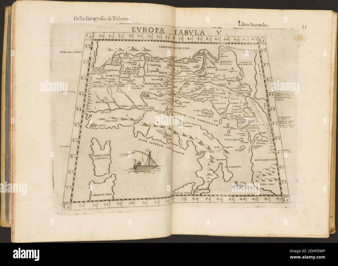 La Geografia di Claudio Tolomeo Alessandrino, Tradotta di Greco nell'Idioma volare Italiano da Girolamo Russcelli (1598) 07. Foto Stock