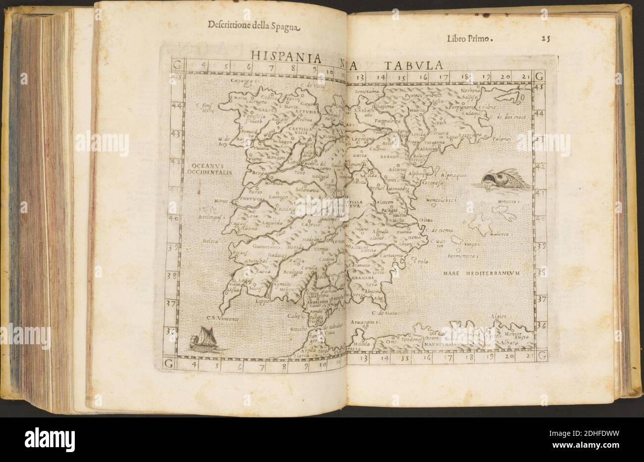 La Geografia di Claudio Tolomeo Alessandrino, Tradotta di Greco nell'Idioma volare Italiano da Girolamo Russcelli (1598) 34. Foto Stock
