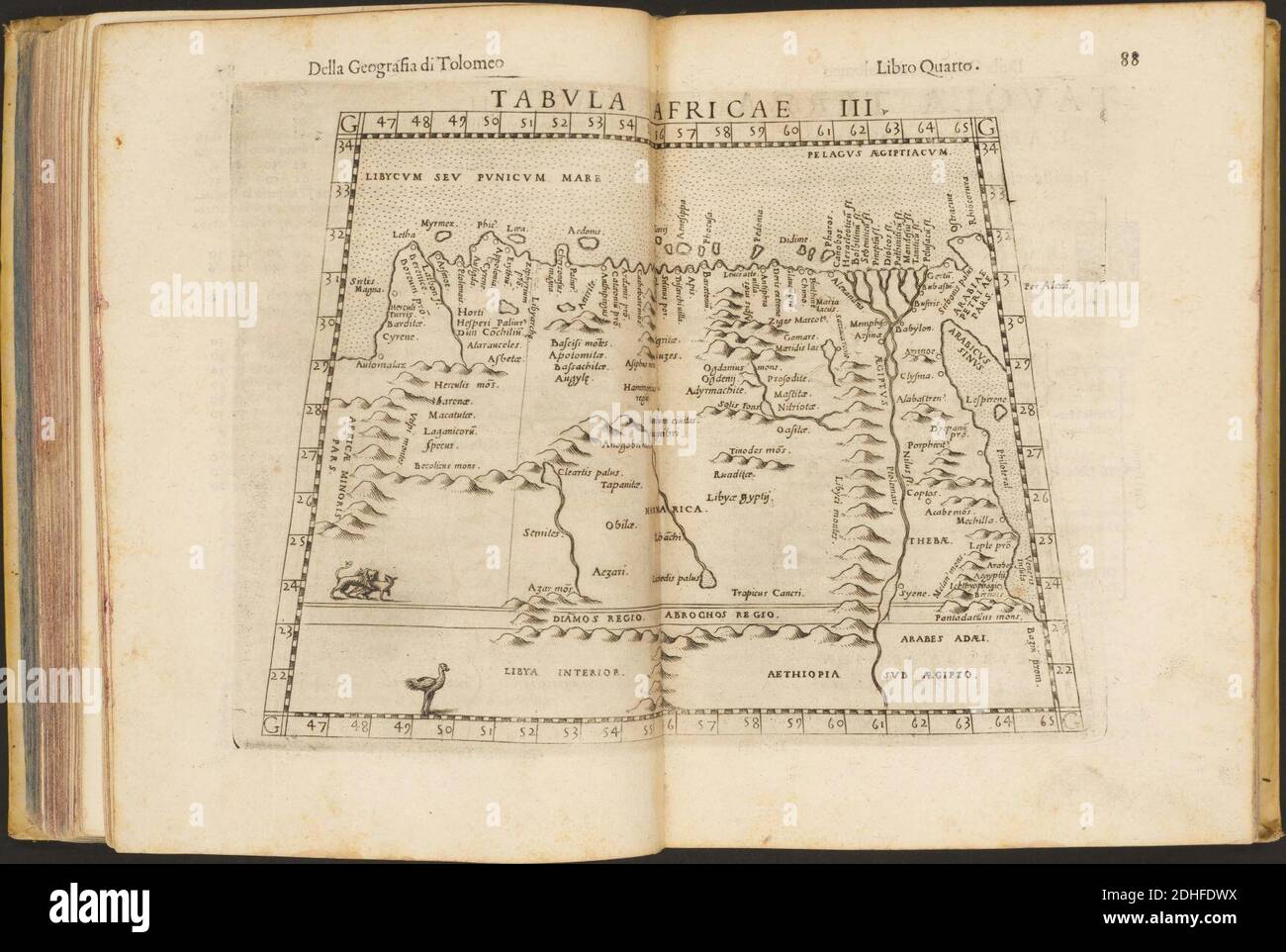 La Geografia di Claudio Tolomeo Alessandrino, Tradotta di Greco nell'Idioma volare Italiano da Girolamo Russcelli (1598) 15. Foto Stock