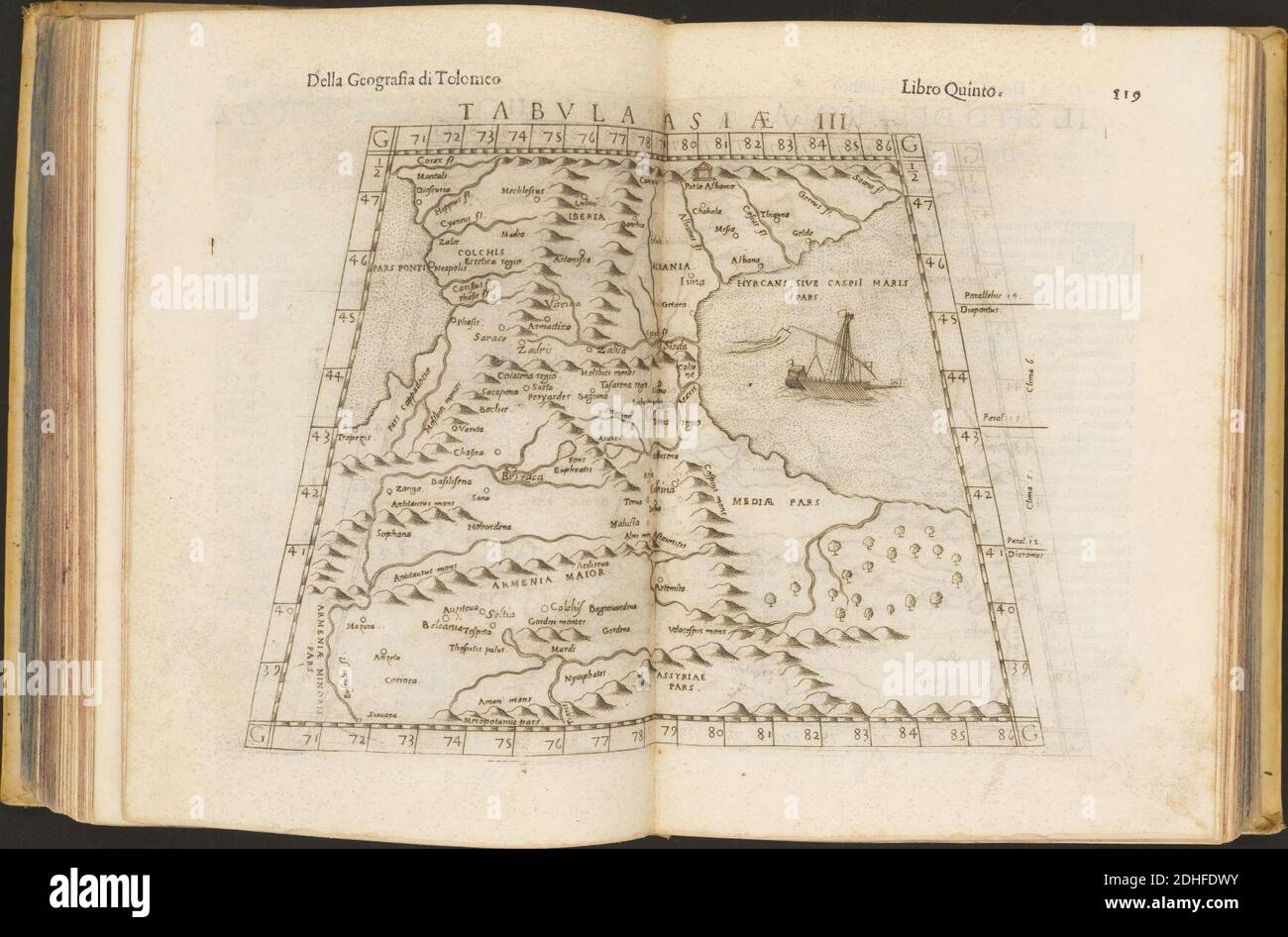 La Geografia di Claudio Tolomeo Alessandrino, Tradotta di Greco nell'Idioma volare Italiano da Girolamo Russcelli (1598) 19. Foto Stock
