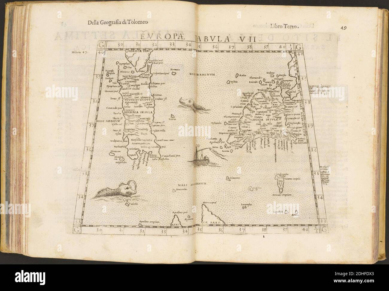 La Geografia di Claudio Tolomeo Alessandrino, Tradotta di Greco nell'Idioma volare Italiano da Girolamo Russcelli (1598) 09. Foto Stock