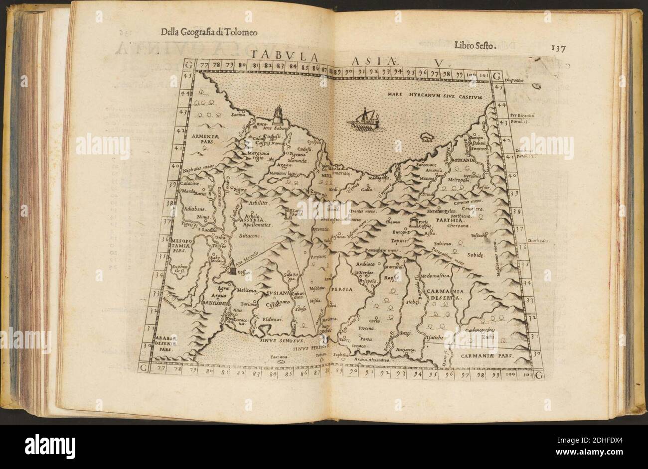 La Geografia di Claudio Tolomeo Alessandrino, Tradotta di Greco nell'Idioma volare Italiano da Girolamo Russcelli (1598) 21. Foto Stock
