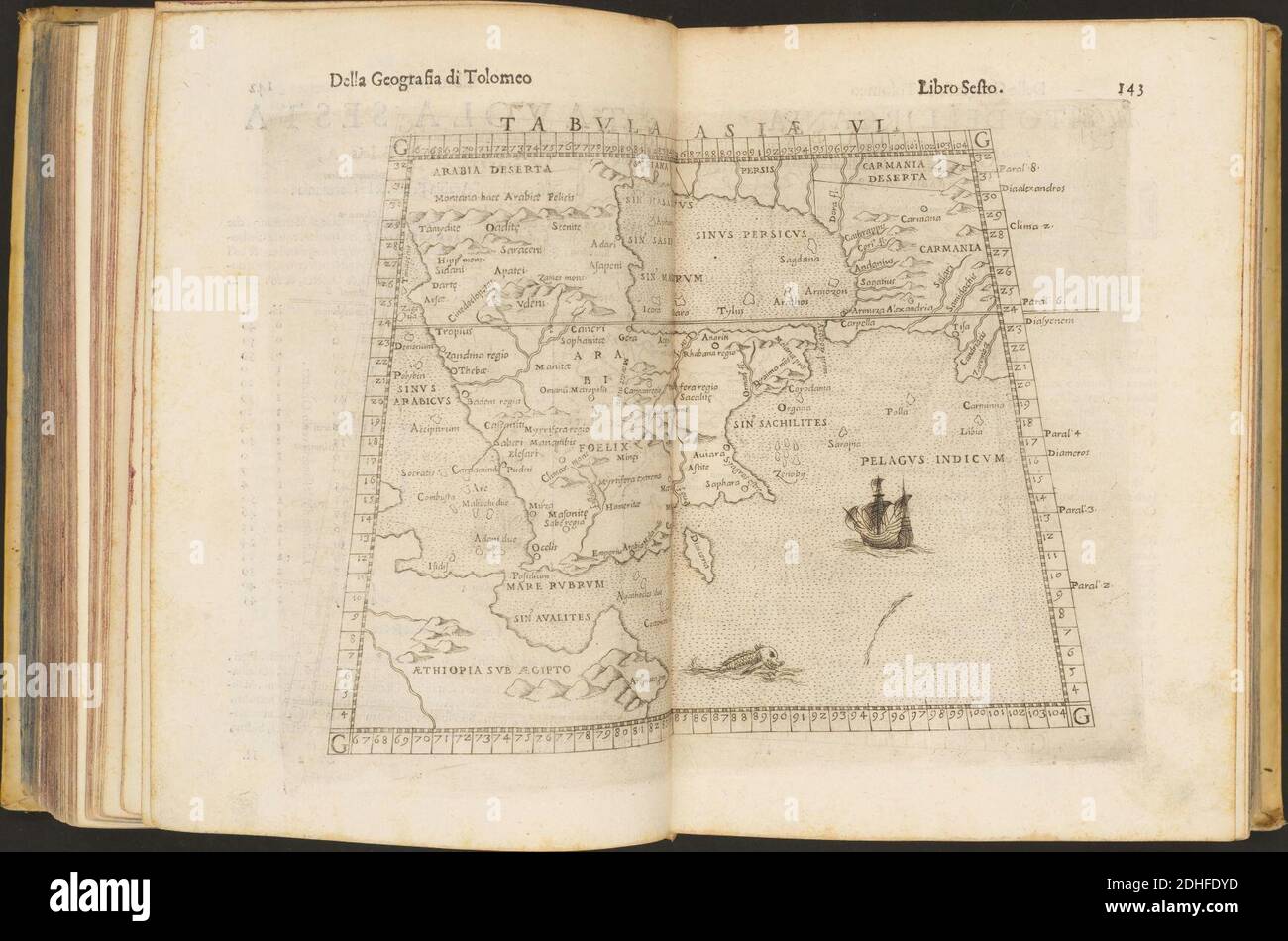 La Geografia di Claudio Tolomeo Alessandrino, Tradotta di Greco nell'Idioma volare Italiano da Girolamo Russcelli (1598) 22. Foto Stock