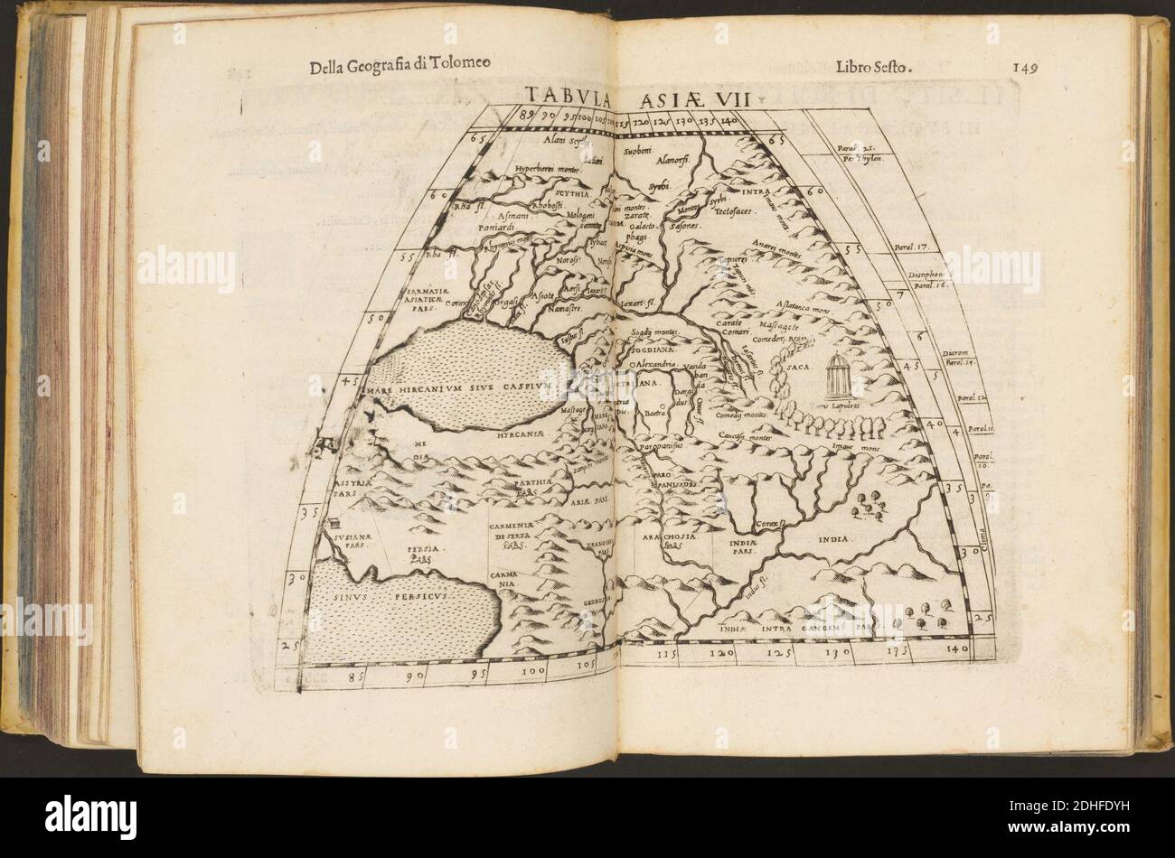 La Geografia di Claudio Tolomeo Alessandrino, Tradotta di Greco nell'Idioma volare Italiano da Girolamo Russcelli (1598) 23. Foto Stock